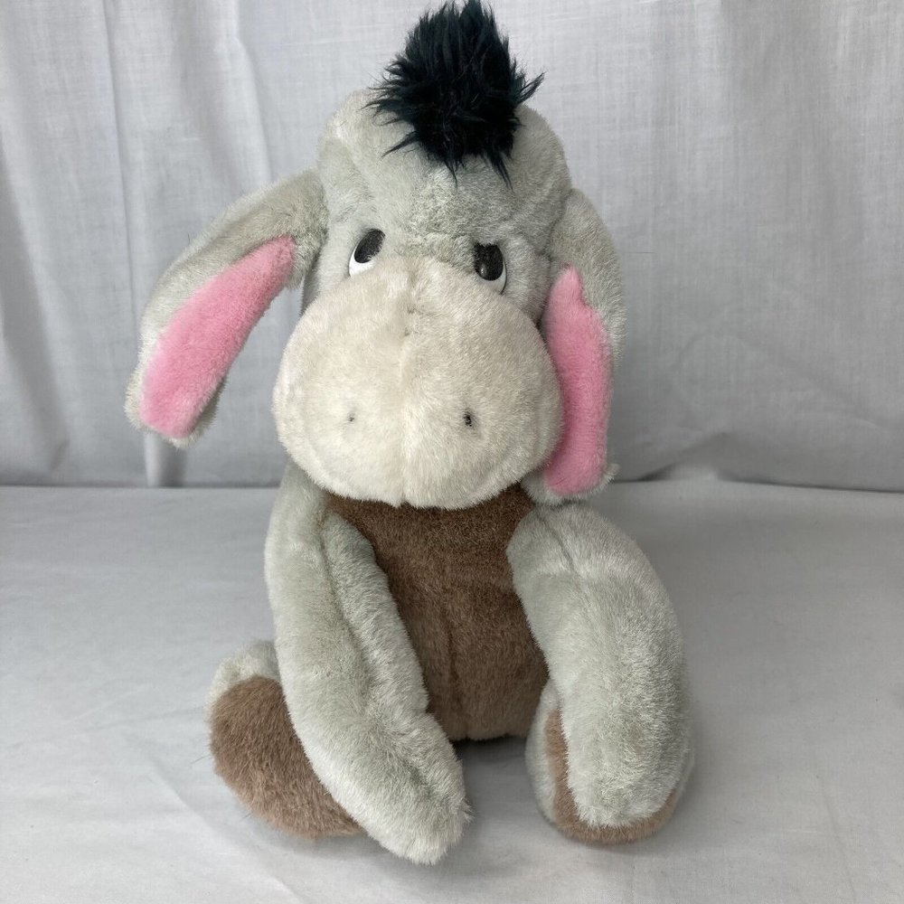 Vintage Walt Disney World Eeyore Plush Stuffed Animal Safety Pin Tail Disneyland